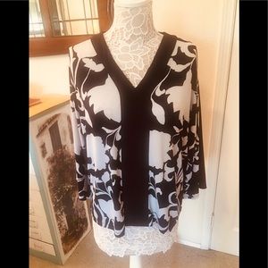 Chico’s 2 navy blue & white tunic